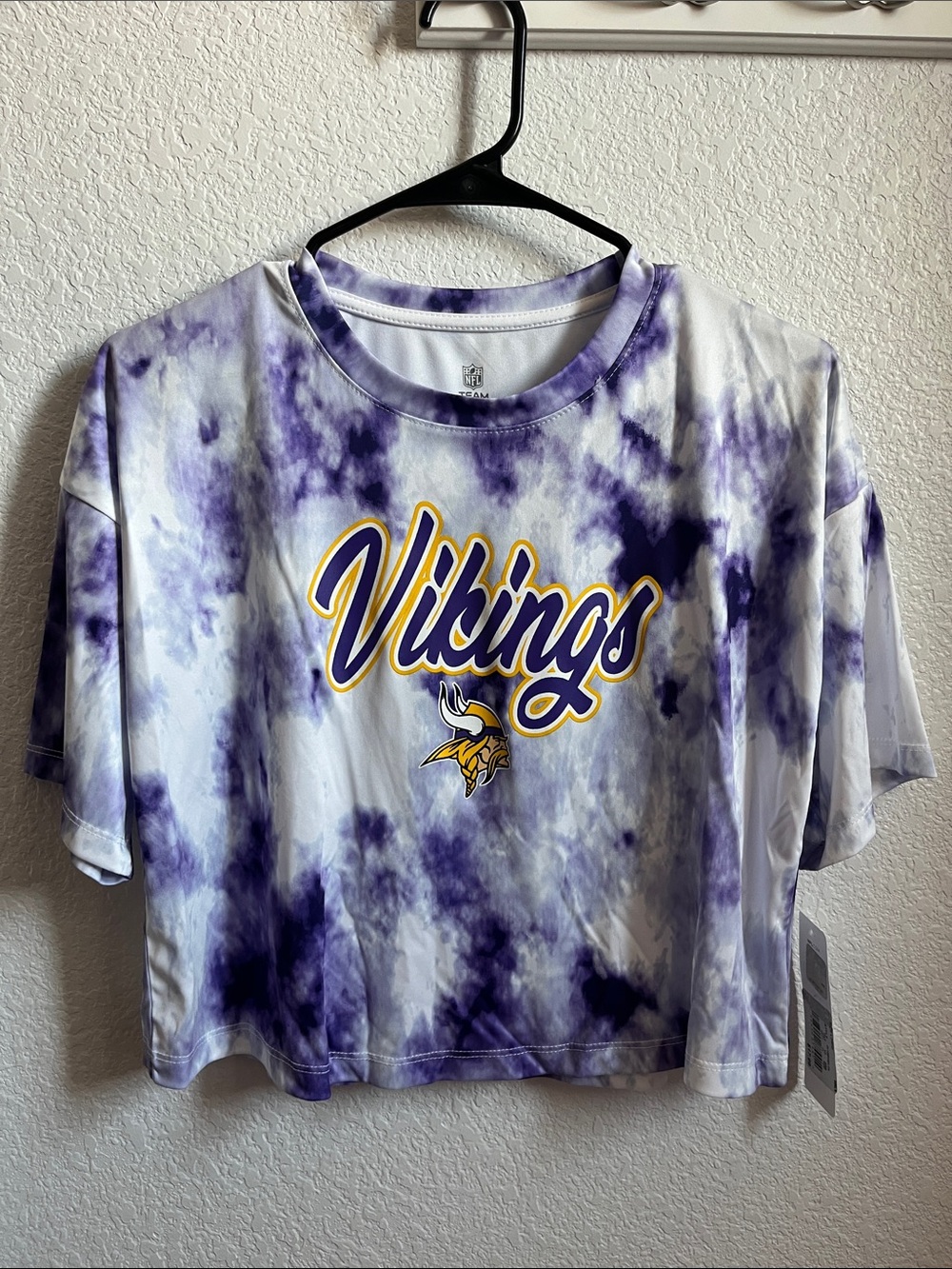 Vikings Tie-Dye Crop Tee - Purple White
